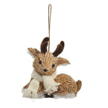 7" Natural Deer with Scarf Ornament