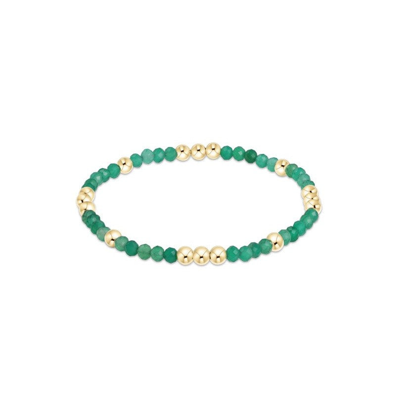 gemstone gold sincerity pattern 3mm bead bracelet - green onyx