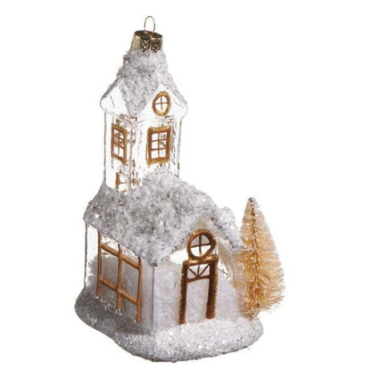 6.25" White Gold Church Ornament