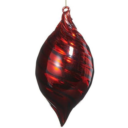 5" Red Swirl Blown Glass Ornament