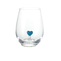 18 oz. Stemless Wine Glass with Hand-Blown Heart Inside - 6 Colors Available