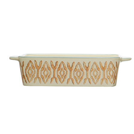 2-1/2 Cup Hand-Stamped Stoneware Baker - 4 Pattern Styles