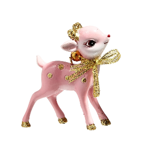 RAZ 3" Pink Retro Deer Ornament