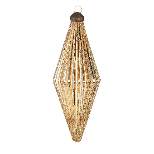 RAZ 5.5" Glittered Diamond Ribbed Ornament