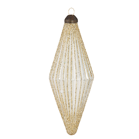 RAZ 5.5" Glittered Diamond Ribbed Ornament