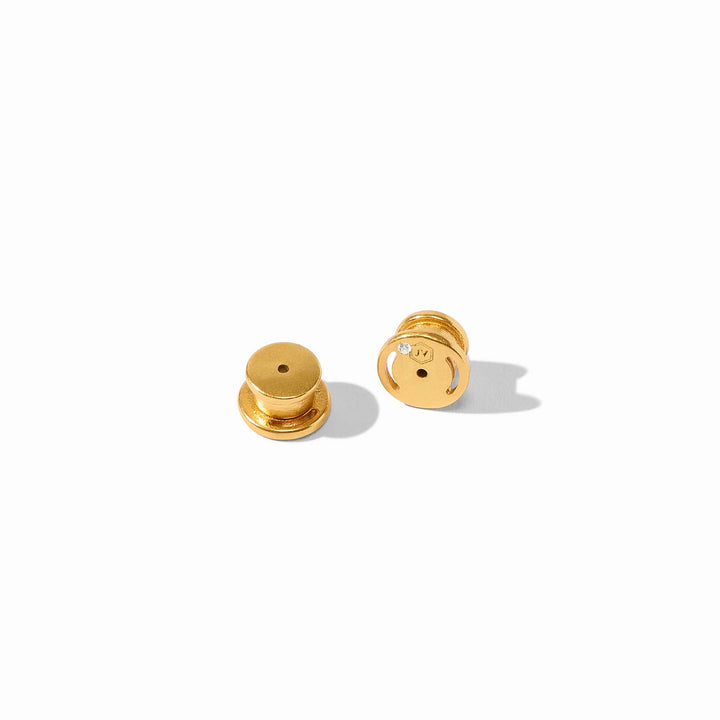 Detail view of the Julie Vos Tribeca Statement Earrings with 24K gold-plated backs.