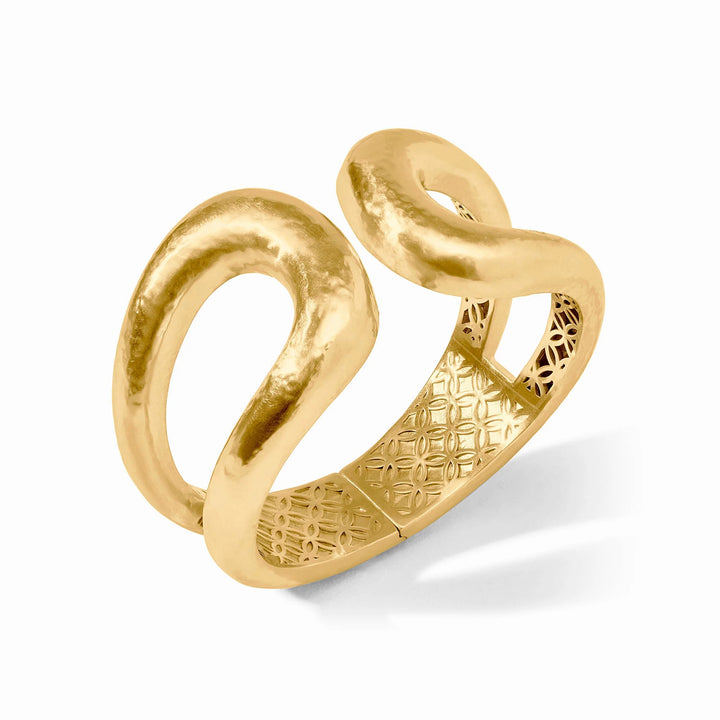 Julie Vos Solara Cuff in 24K gold featuring a wide, architectural design and polished finish.