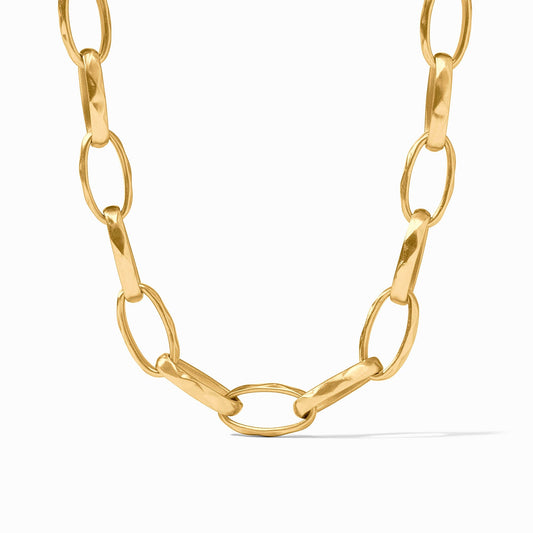 Gold chain necklace on a white background