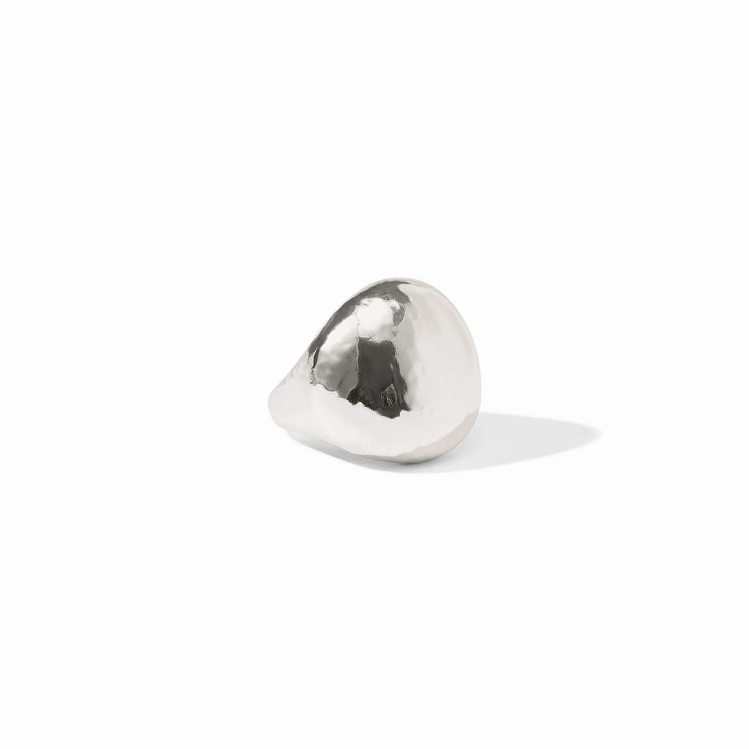 Julie Vos Solara Silver Ring featuring a lightly hammered dome design and high-shine silver finish.