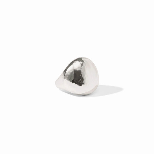 Julie Vos Solara Silver Ring featuring a lightly hammered dome design and high-shine silver finish.
