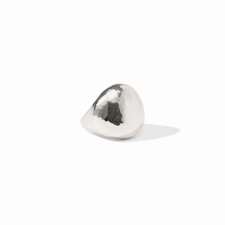 Julie Vos Solara Silver Ring featuring a lightly hammered dome design and high-shine silver finish.