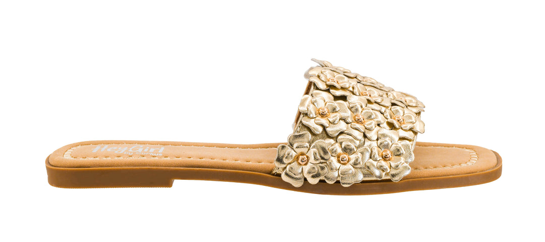 Corkys Spring Fever Floral Slide - Gold Metallic