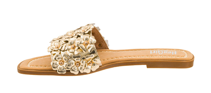 Corkys Spring Fever Floral Slide - Gold Metallic