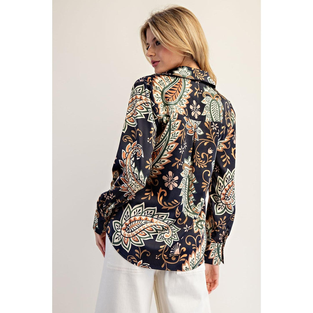 Bloom  Silky Button Down Blouse
