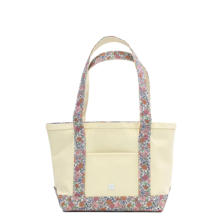 TRVL Design Mini Tote - Coated Canvas Natural with Garden Floral Trim