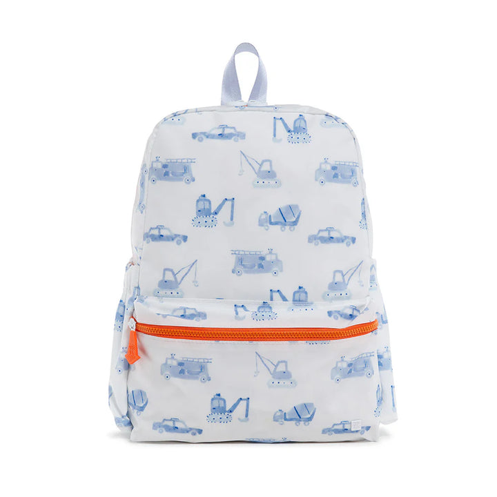 TRVL Design Backpacker backpack featuring a blue and white construction &