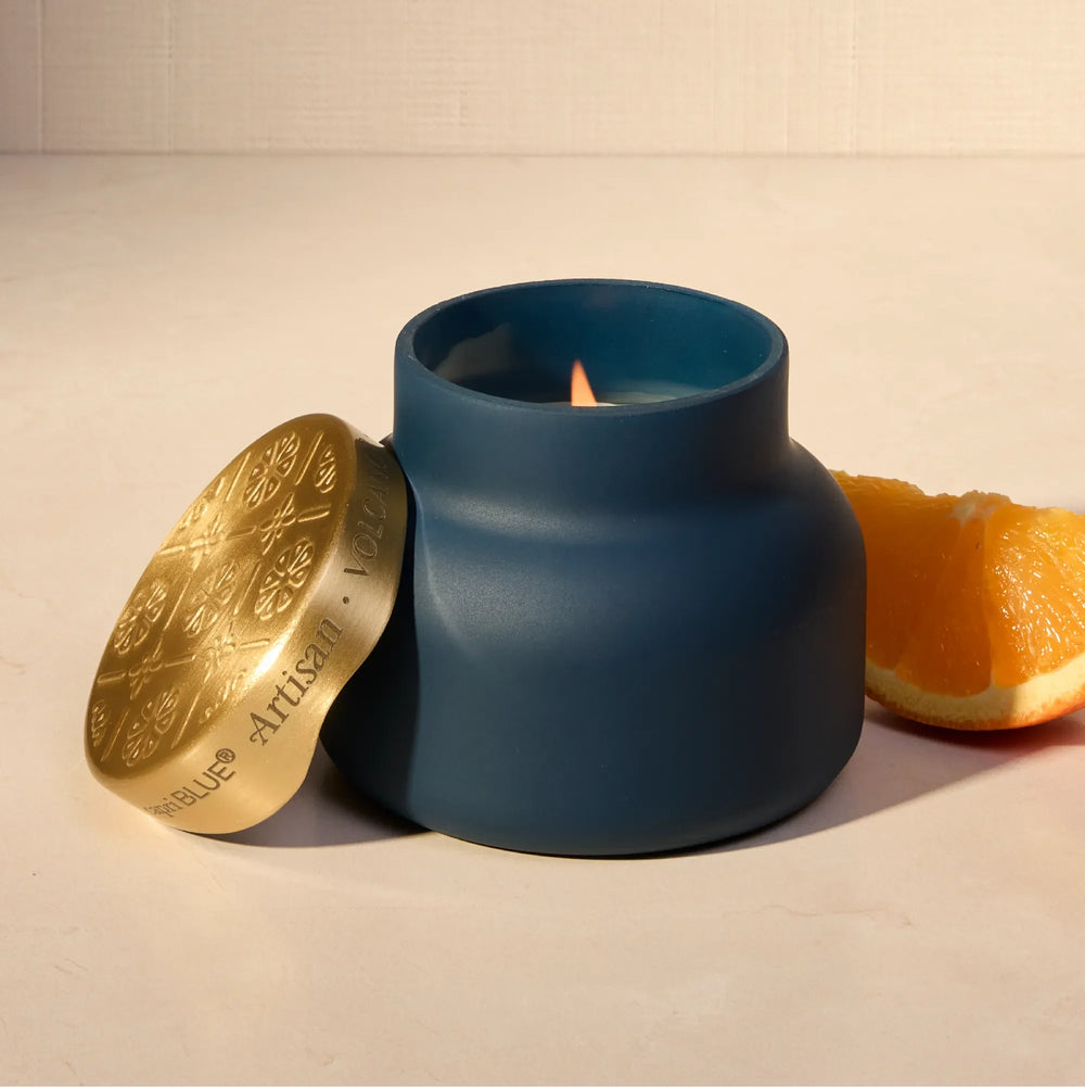 Capri Blue Volcano Terrazza Velluto Petite Candle, Lifestyle Shot | Bella Gifts from the Heart