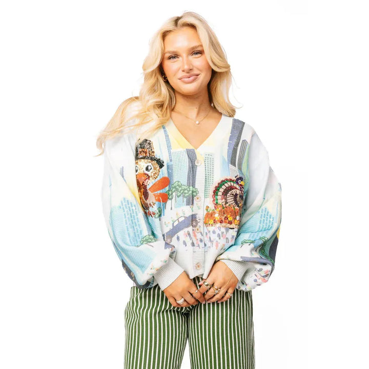 Multi Thanksgiving Parade Button Up Cardigan