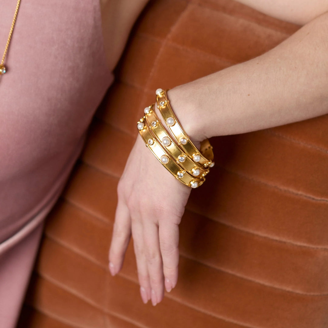 Julie Vos Tribeca Bangle - 24K Gold &amp; Shell Pearl