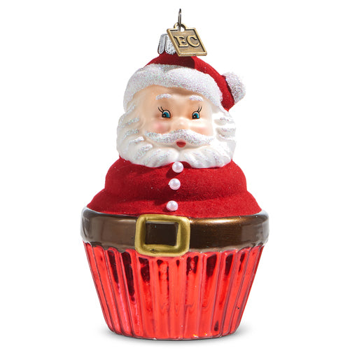EC 4" Santa Cupcake Ornament