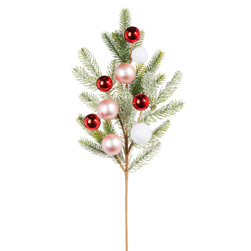 25" CEDAR WITH MULTICOLOR BALL ORNAMENT SPRAY