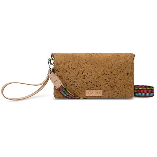 Consuela Cider Uptown Crossbody - Metallic Gold Suede 3-Zipper Bag