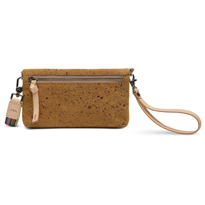 Consuela Cider Uptown Crossbody - Metallic Gold Suede 3-Zipper Bag
