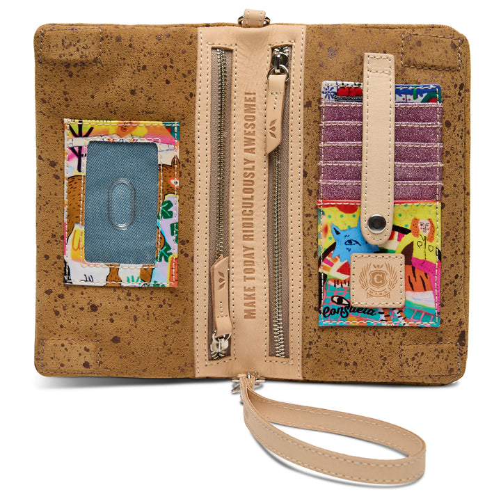 Consuela Cider Uptown Crossbody - Metallic Gold Suede 3-Zipper Bag