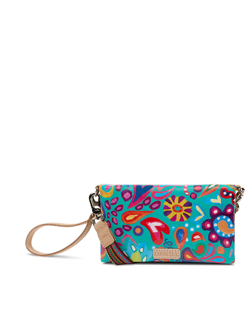 Consuela Tasha Uptown Crossbody bag featuring a colorful floral ConsuelaCloth exterior.