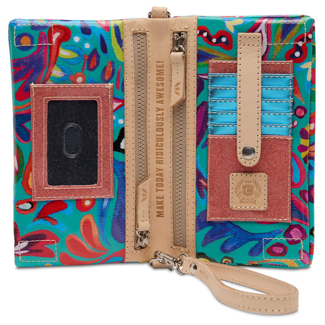 Consuela Tasha Uptown Crossbody bag featuring a colorful floral ConsuelaCloth exterior.