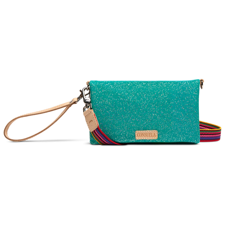 Consuela Shay Uptown Crossbody in sparkly turquoise, front view