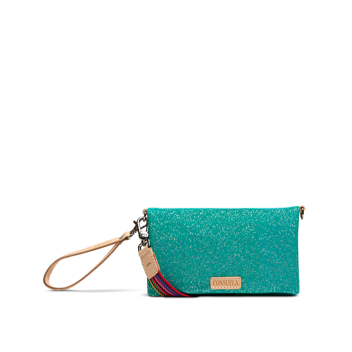 Consuela Shay turquoise sparkle crossbody purse convertible to wristlet clutch