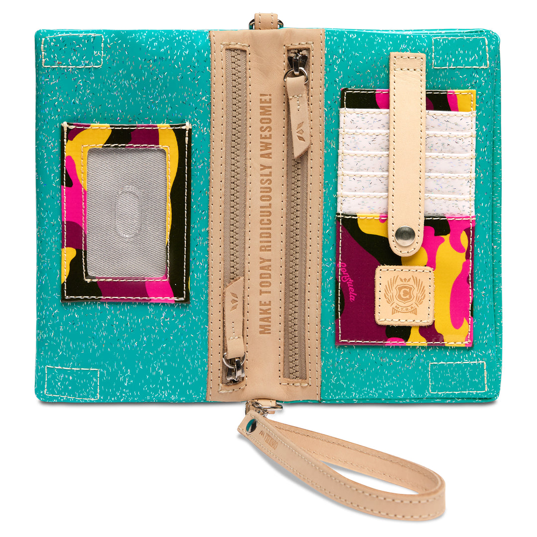 Consuela Shay Uptown Crossbody removable rainbow-striped strap detail