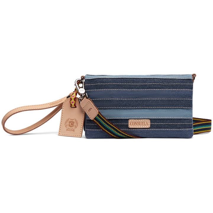 Consuela Royal Uptown Crossbody bag in deep blue stripe with colorful strap