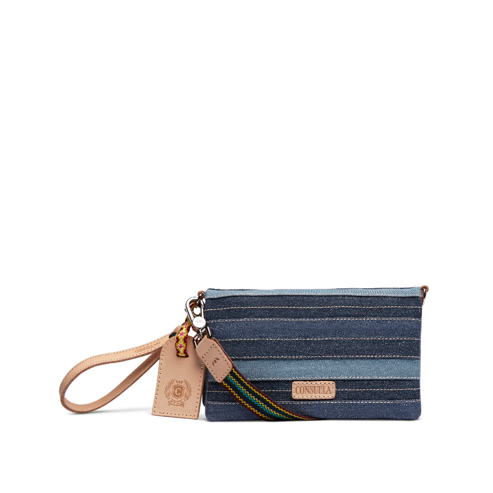 Consuela Royal Uptown Crossbody deep blue striped crossbody purse front view