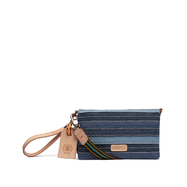 Consuela Royal Uptown Crossbody deep blue striped crossbody purse front view