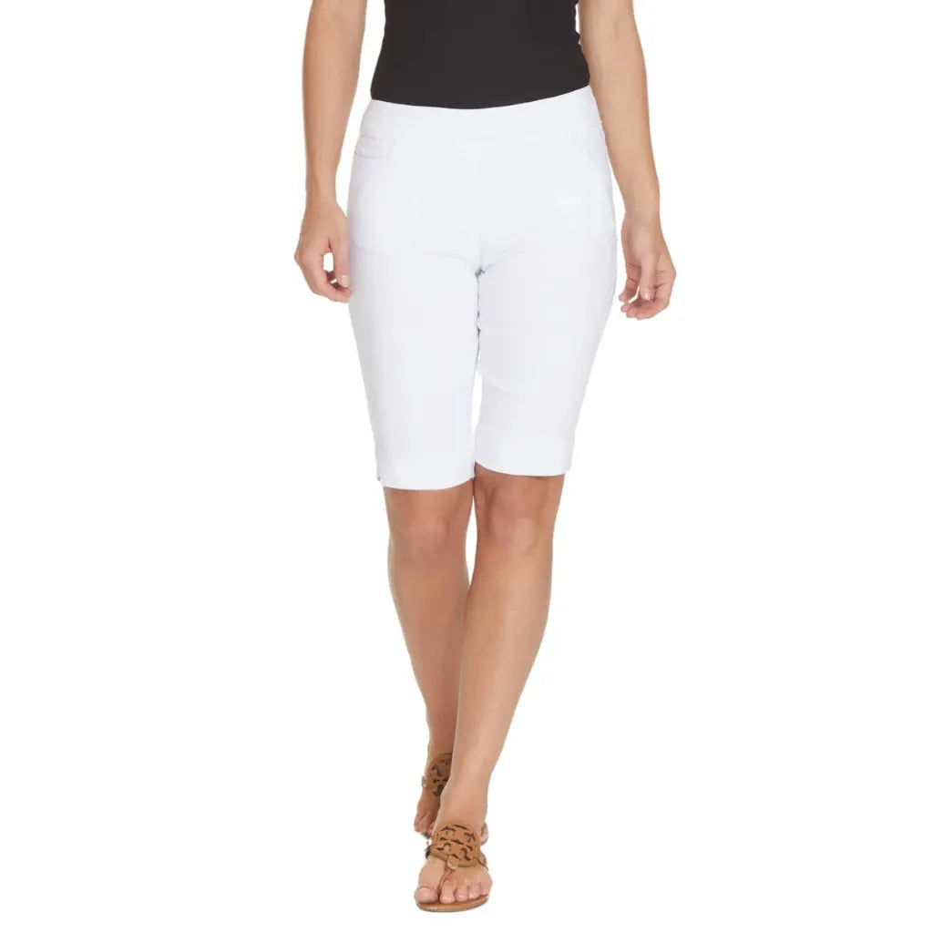 Pull On White Walking Shorts With Pockets