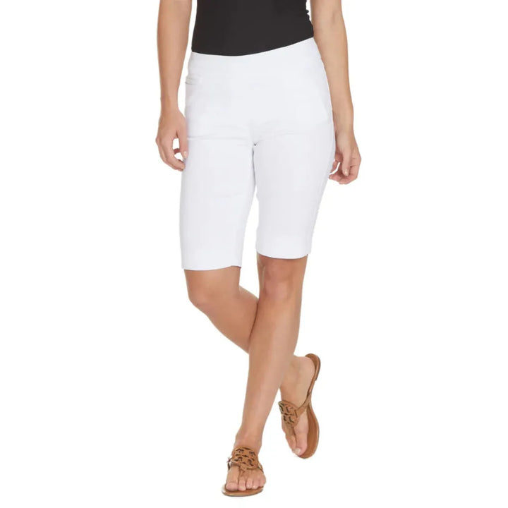 Pull On White Walking Shorts With Pockets