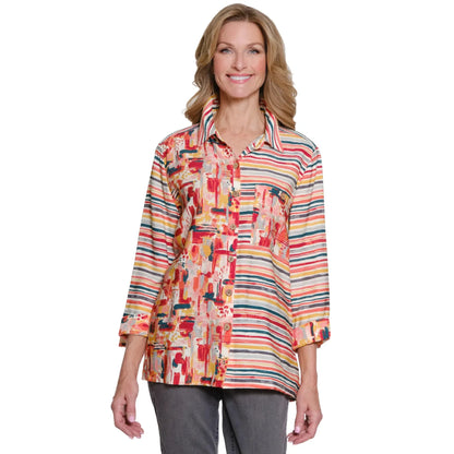Multi-Print Button-Front Shirt - Multi