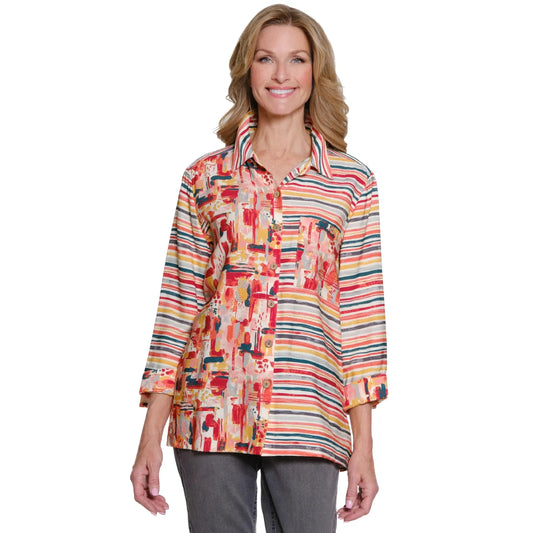 Multi-Print Button-Front Shirt - Multi
