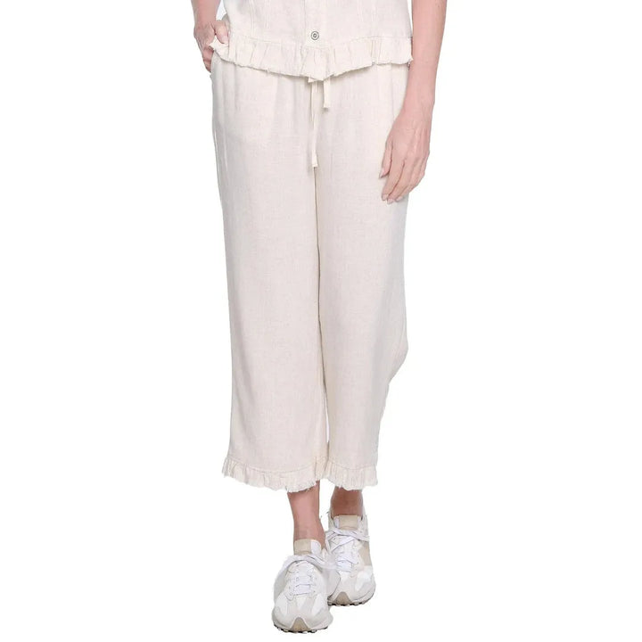 Ruffle Hem Crop Pant - Flax