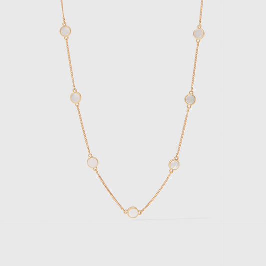 Valencia Delicate Station Necklace Gold-Mother of Pearl