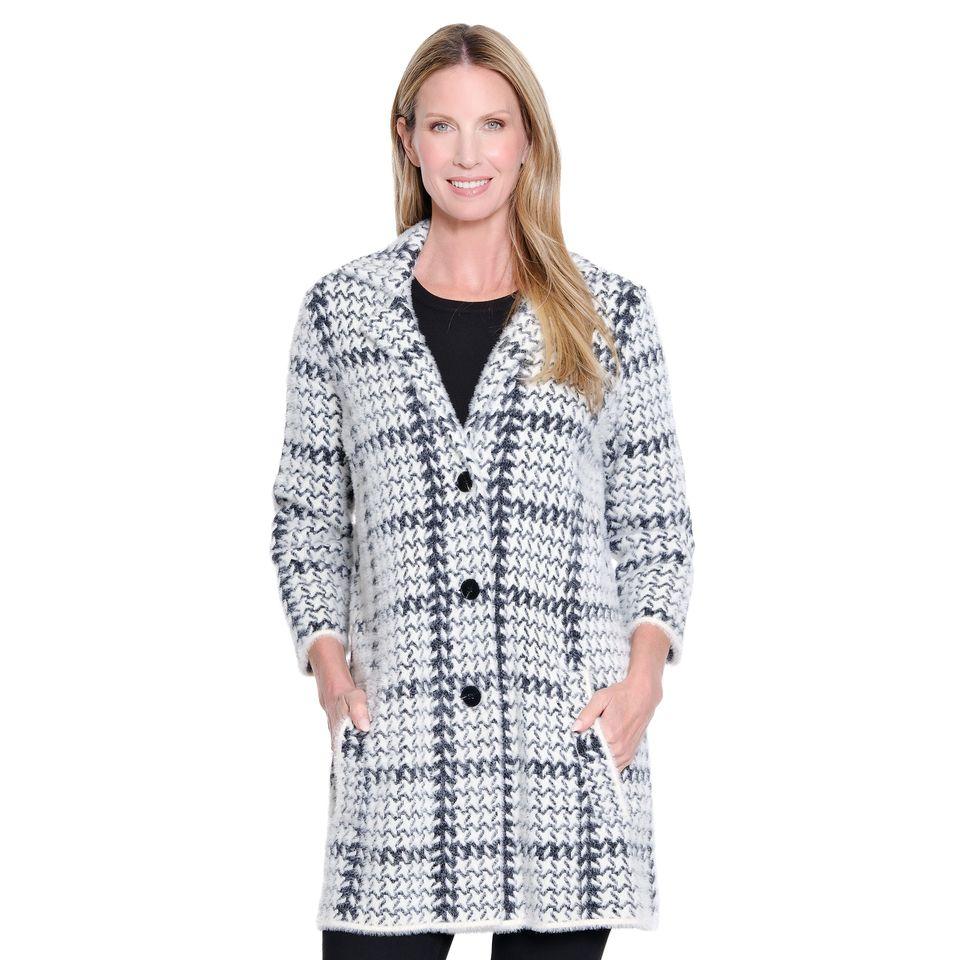 Textured Lapel Collar Long Sweater Cardigan by Multiples