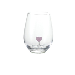18 oz. Stemless Wine Glass with Hand-Blown Heart Inside - 6 Colors Available