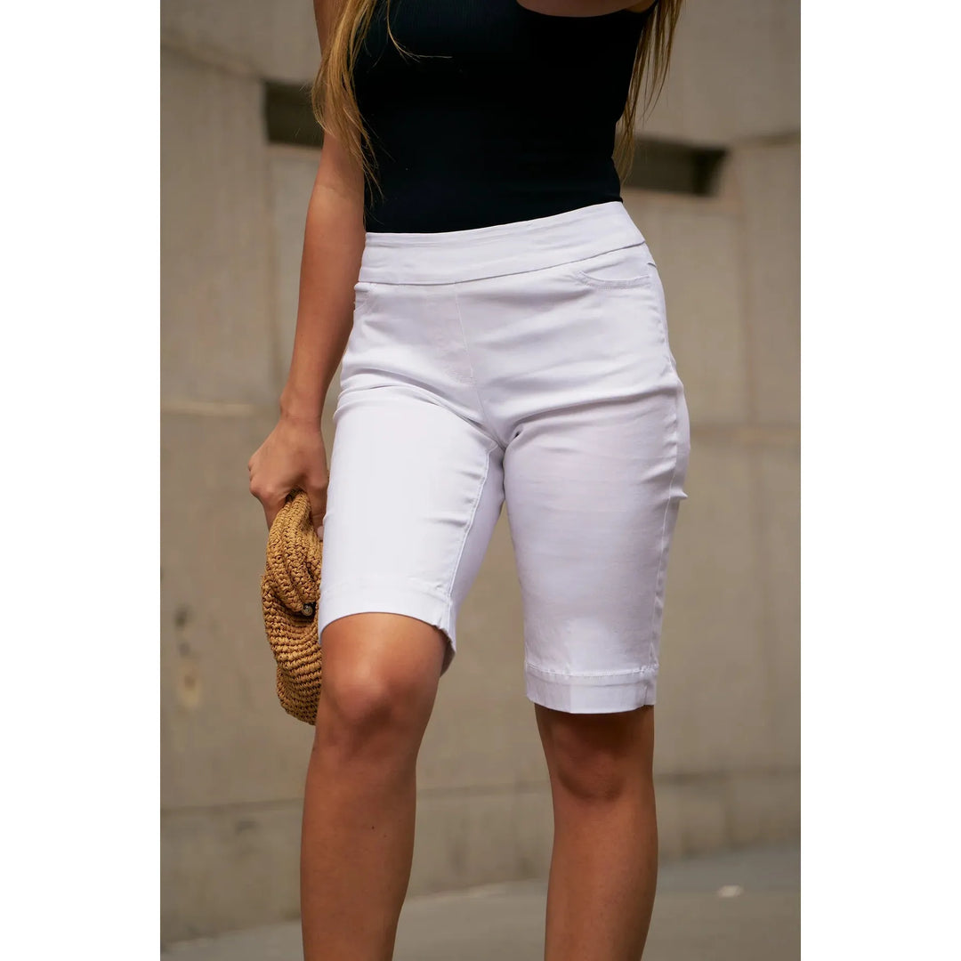 Pull On White Walking Shorts With Pockets