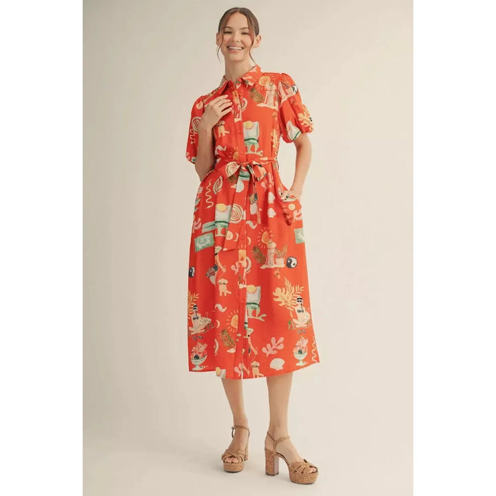 Seaside Story Button-Down Midi Dress