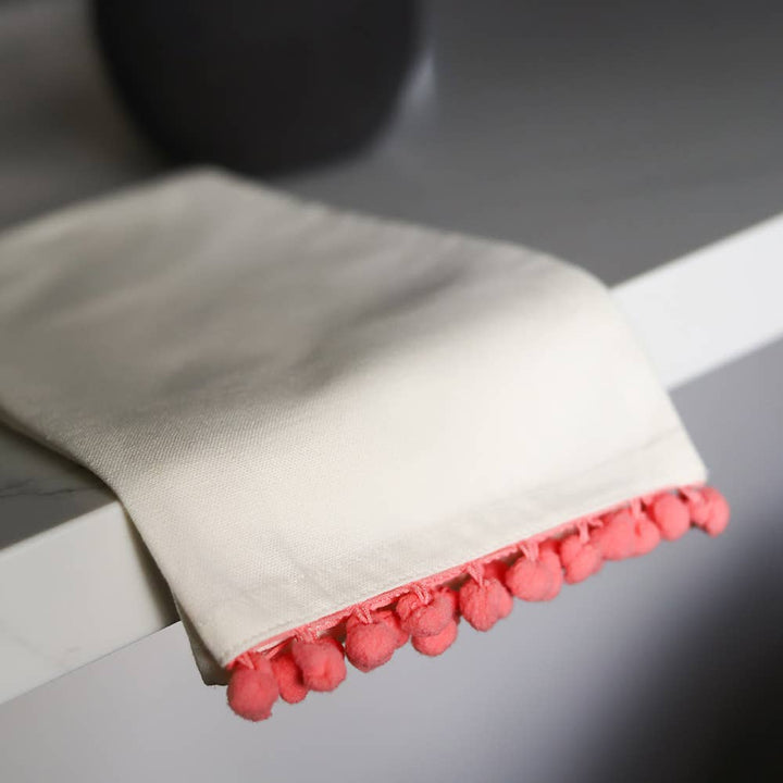 Best Mom Ever Pink Pom Towel - 100% Cotton Flour Sack Kitchen Towel