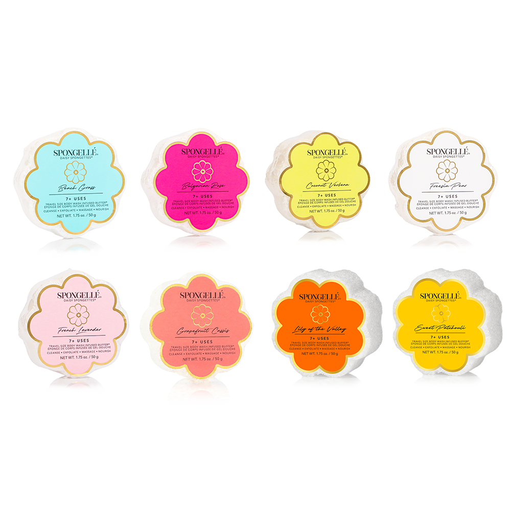 Spongellé Daisy Spongette - Flower Shaped Travel Body Buffer &amp; Soap Sponge
