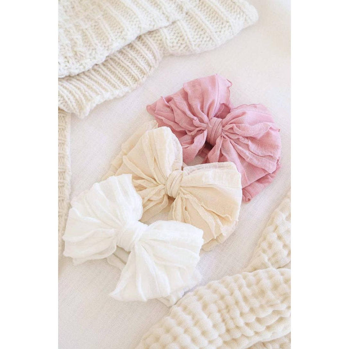 Large Ruffle Knit Bow | Sweet &amp; Simple
