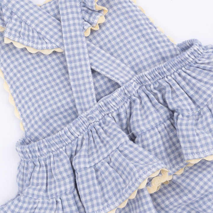 Micro Gingham Blue Blizzard - Ric Rac Ruffle Sunsuit